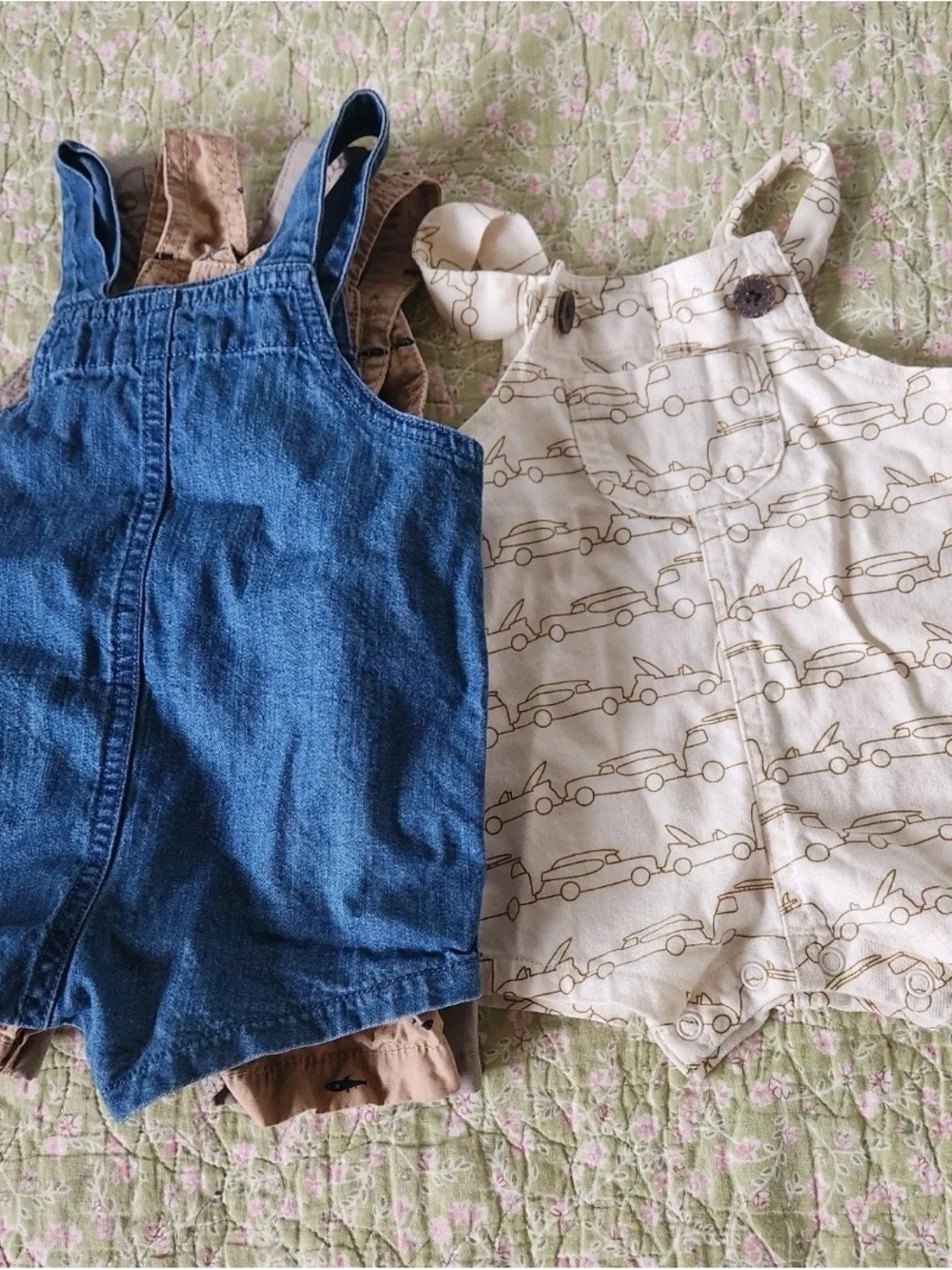 Lot of 4 Baby Boys Overalls Shortalls Carter's Little Navy Mixed Sizes 0-3-3/6 M